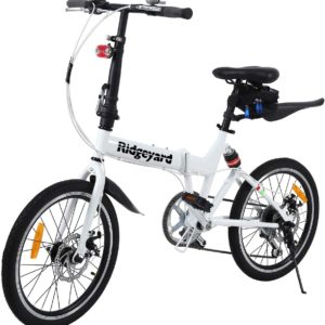 Ridgeyard Unisex 20" Wheel Folding Foldable Citybike Bicycle Steel Bike Silver 